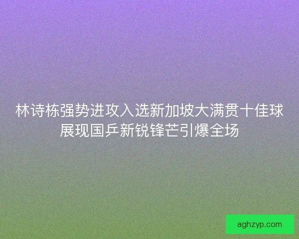 林诗栋强势进攻入选新加坡大满贯十佳球展现国乒新锐锋芒引爆全场